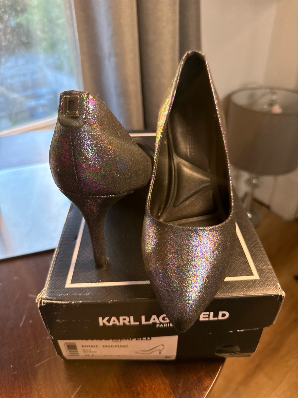 KARL LAGERFELD Royale Dress Pump Multi Black Heels  SIZE 6